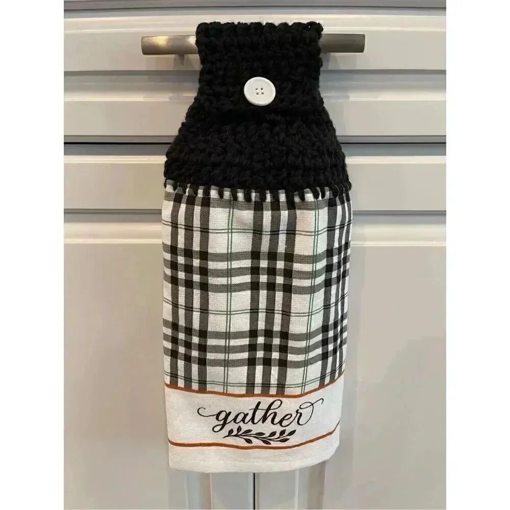 Crochet Top Kitchen Towel- Gather Checkered